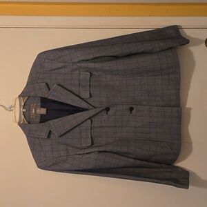 NORTON MC Naughtin Petites Ladies Blazer, Light Gray/ Blue, Size 12P